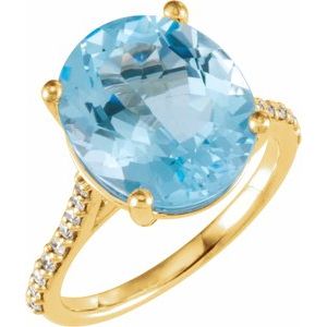 Sky Blue Topaz & 1/4 CTW Diamond Ring
