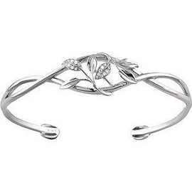 .05 CTW Diamond Leaf Design Cuff Bracelet