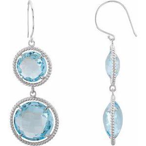 Sky Blue Topaz Rope Design Earrings