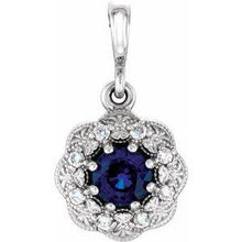 Load image into Gallery viewer, Blue Sapphire &amp; .06CTW Diamond Pendant
