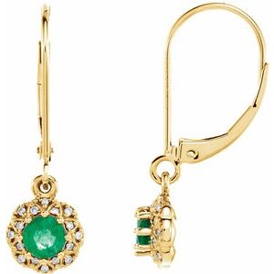 Emerald & .08 CTW Diamond Earrings