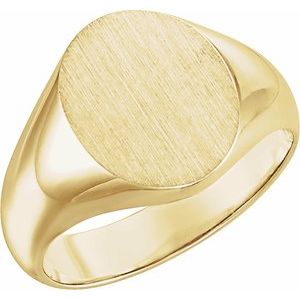 10K Yellow 12x10 mm Oval Signet Ring