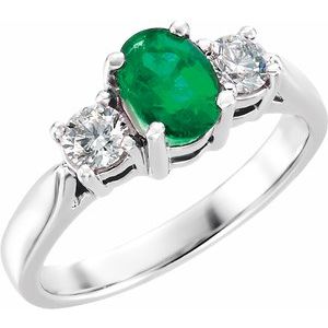 Emerald & 3/8 CTW Diamond Ring