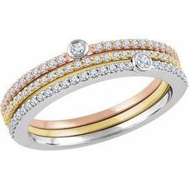 /Rose 3/8 CTW Diamond Stackable Rings - Set of 3