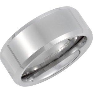 White 8.3 mm Beveled Band