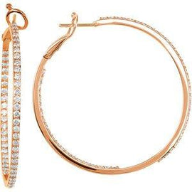 1 1/3 CTW Diamond Inside-Outside 30 mm Hoop Earrings