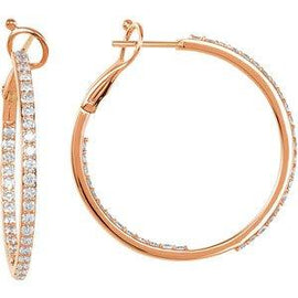 1 1/3 CTW Diamond Inside-Outside 30 mm Hoop Earrings