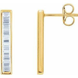 1/2 CTW Diamond Baguette Bar Earrings