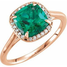 Load image into Gallery viewer, Chatham® Created Emerald &amp; .055 CTW Diamond Ring
