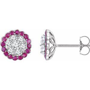 Ruby & 5/8 CTW Diamond Earrings