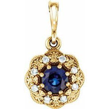 Load image into Gallery viewer, Blue Sapphire &amp; .06CTW Diamond Pendant
