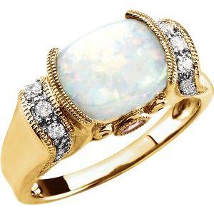 Opal, Pink Tourmaline & 1/6 CTW Diamond Ring