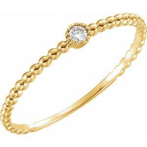 .03 CTW Diamond Beaded Bezel-Set Ring