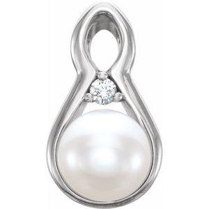 Freshwater Cultured Pearl & .03 CTW Diamond Pendant