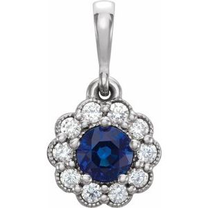 Blue Sapphire & 1/8 CTW Diamond Pendant