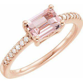Morganite & 1/10 CTW Diamond Ring