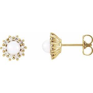 Freshwater Cultured Pearl & 1/4 CTW Diamond Earrings