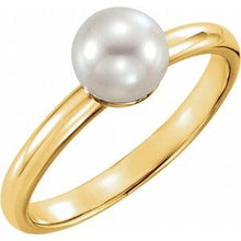 Load image into Gallery viewer, 14K Yellow 6.5-7 mm Cultured White Freshwater Pearl Ring
