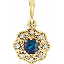 Load image into Gallery viewer, Blue Sapphire &amp; .06 CTW Diamond Halo-Style Pendant
