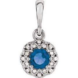 Emerald & .04 CTW Diamond Halo-Style Pendant