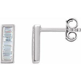 1/2 CTW Diamond Baguette Bar Earrings