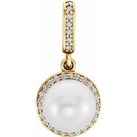 Freshwater Cultured Pearl & .07 CTW Diamond Pendant