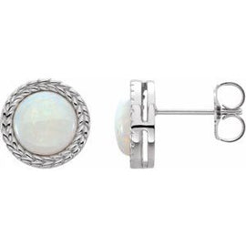 Opal Bezel-Set Leaf Earrings