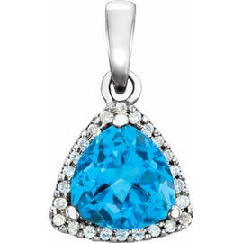 Swiss Blue Topaz & 1/10 CTW Diamond Pendant
