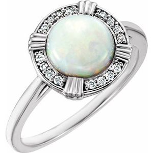 Opal & .08 CTW Diamond Ring
