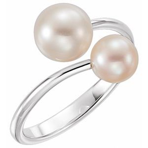 14K White Freshwater Cultured Pearl Ring