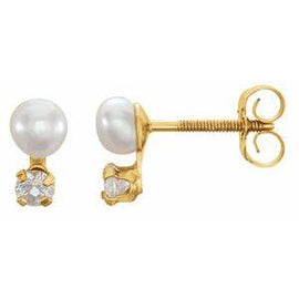 Freshwater Cultured Pearl & Cubic Zirconia Earrings