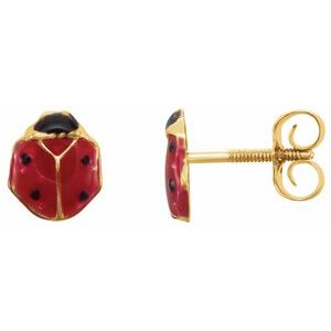 Red Enamel Ladybug Earrings