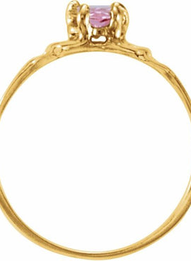 4X4 mm Pink Cubic Zirconia Youth Heart Ring