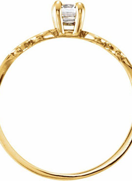 3 mm Round Cubic Zirconia Youth Heart Ring