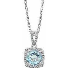 Load image into Gallery viewer, Aquamarine &amp; 1/8 CTW Diamond 18&quot; Necklace
