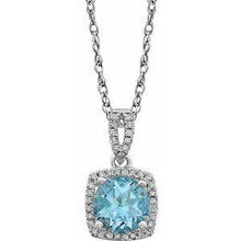 Load image into Gallery viewer, Aquamarine &amp; 1/8 CTW Diamond 18&quot; Necklace
