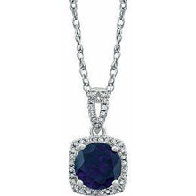 Load image into Gallery viewer, Aquamarine &amp; 1/8 CTW Diamond 18&quot; Necklace
