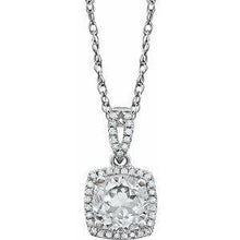 Load image into Gallery viewer, Aquamarine &amp; 1/8 CTW Diamond 18&quot; Necklace
