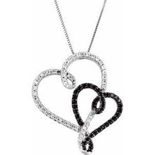 Load image into Gallery viewer, 1/2 CTW Black Diamond Double Heart 18&quot; Necklace
