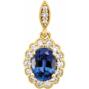 Chatham® Created Blue Sapphire and 1/5 CTW Diamond Pendant