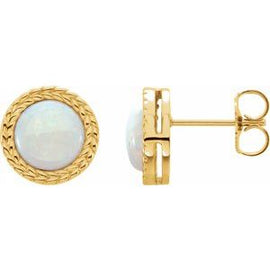 Opal Bezel-Set Leaf Earrings