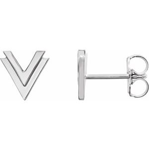 8 mm Double V Earrings