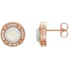 Load image into Gallery viewer, Opal &amp; 1/8 CTW Diamond Earrings
