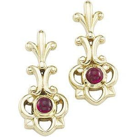 Genuine Cabochon Ruby Earrings