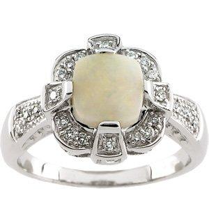 Opal & Diamond Accented Ring
