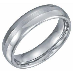 White 6 mm Domed Band with Satin Center