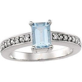 Aquamarine & 1/10 CTW Diamond Ring