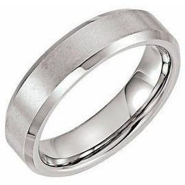 White 6 mm Satin & Polished Beveled-Edge Band