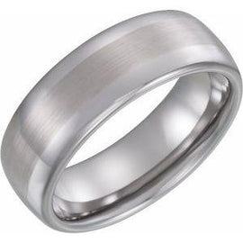 White 8 mm Rounded Edge Band with Satin Center