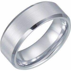 White 8 mm Satin & Beveled-Edge Band